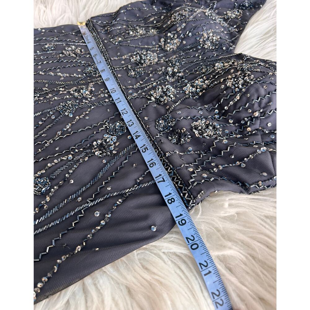 Adrianna Papell Women's Platinum Beaded Formal Gown Maxi Dress Dark Grey Size 18 - Picture 12 of 15